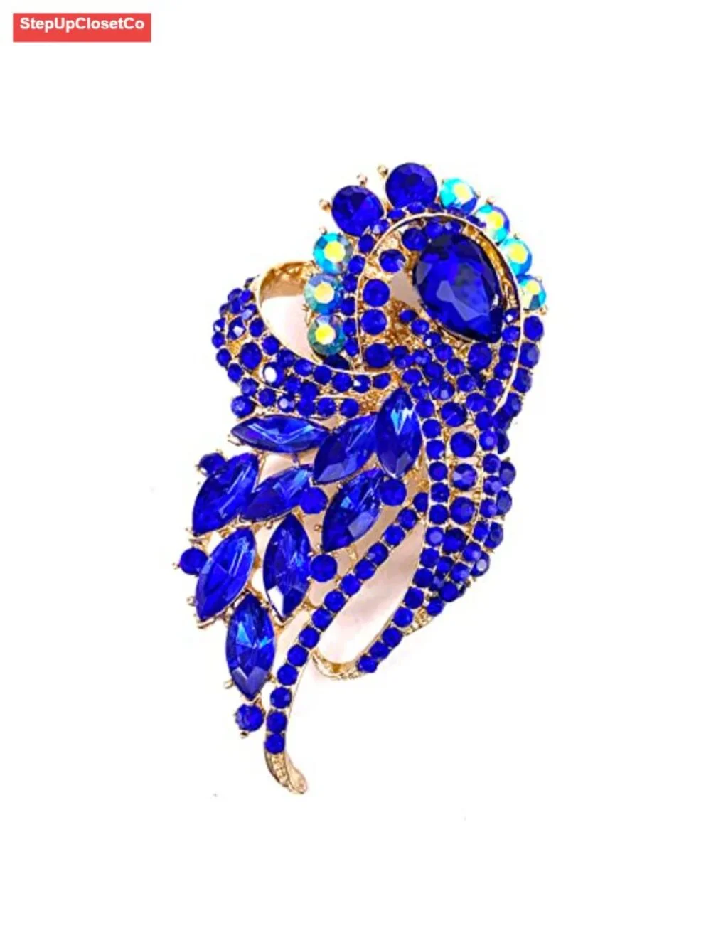 Vintage Crystal Flower Wing Brooch Elegant Pin for Women